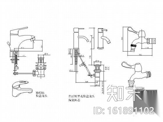 品牌卫浴五金平立面cad施工图下载【ID:161891102】