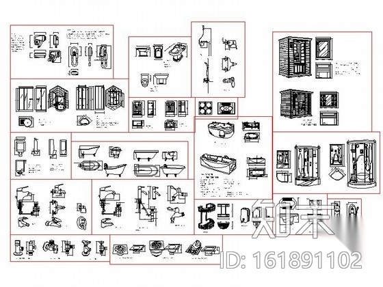 品牌卫浴五金平立面cad施工图下载【ID:161891102】