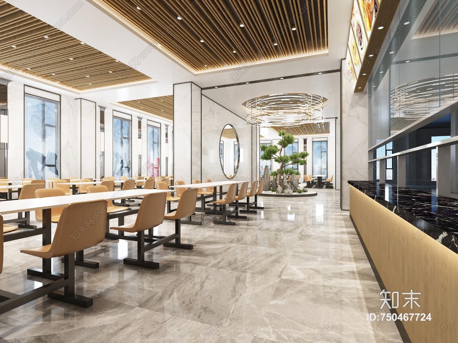 现代高档员工餐厅3D模型下载【ID:750467724】