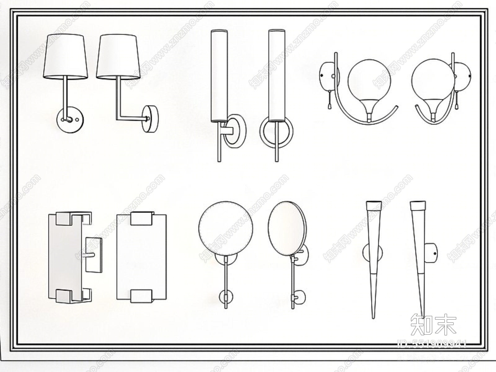 现代轻奢壁灯3d模型下载