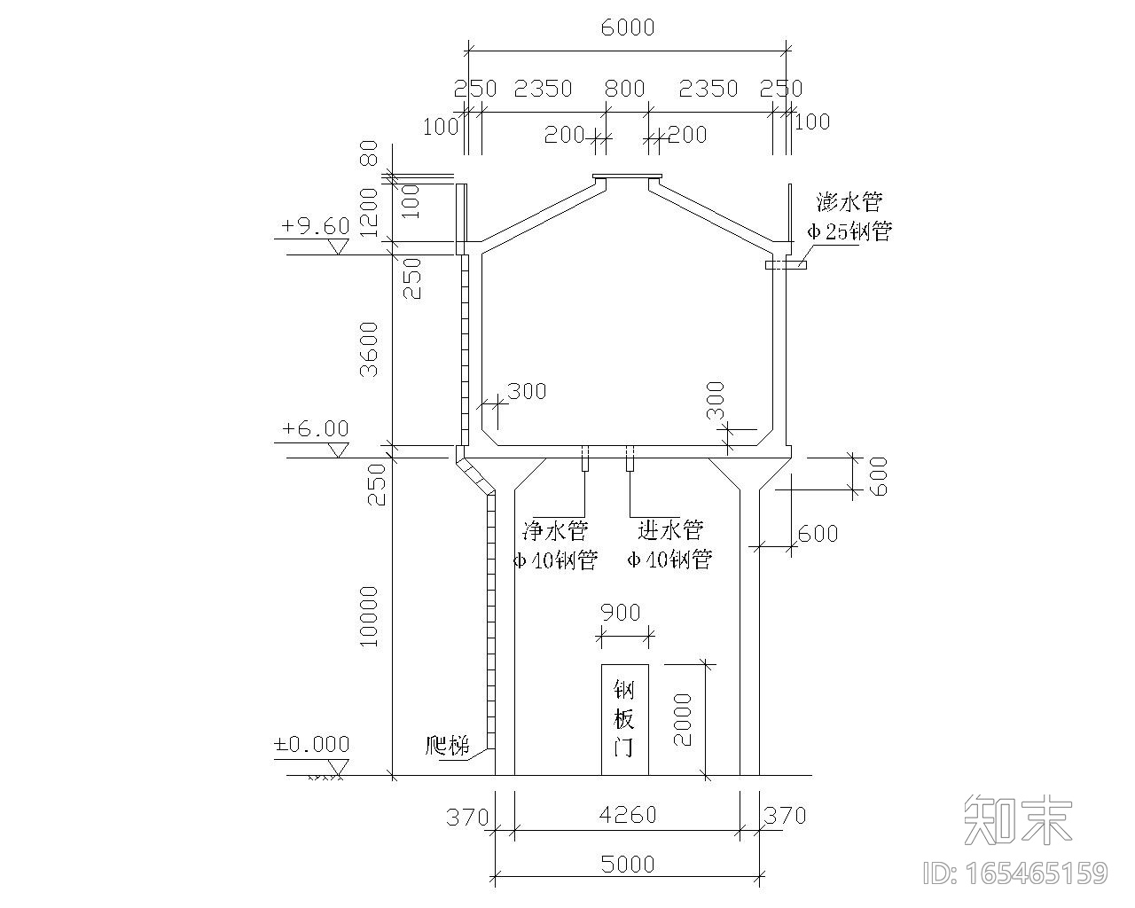 某10米水塔砖混结构施工图（CAD）cad施工图下载【ID:165465159】