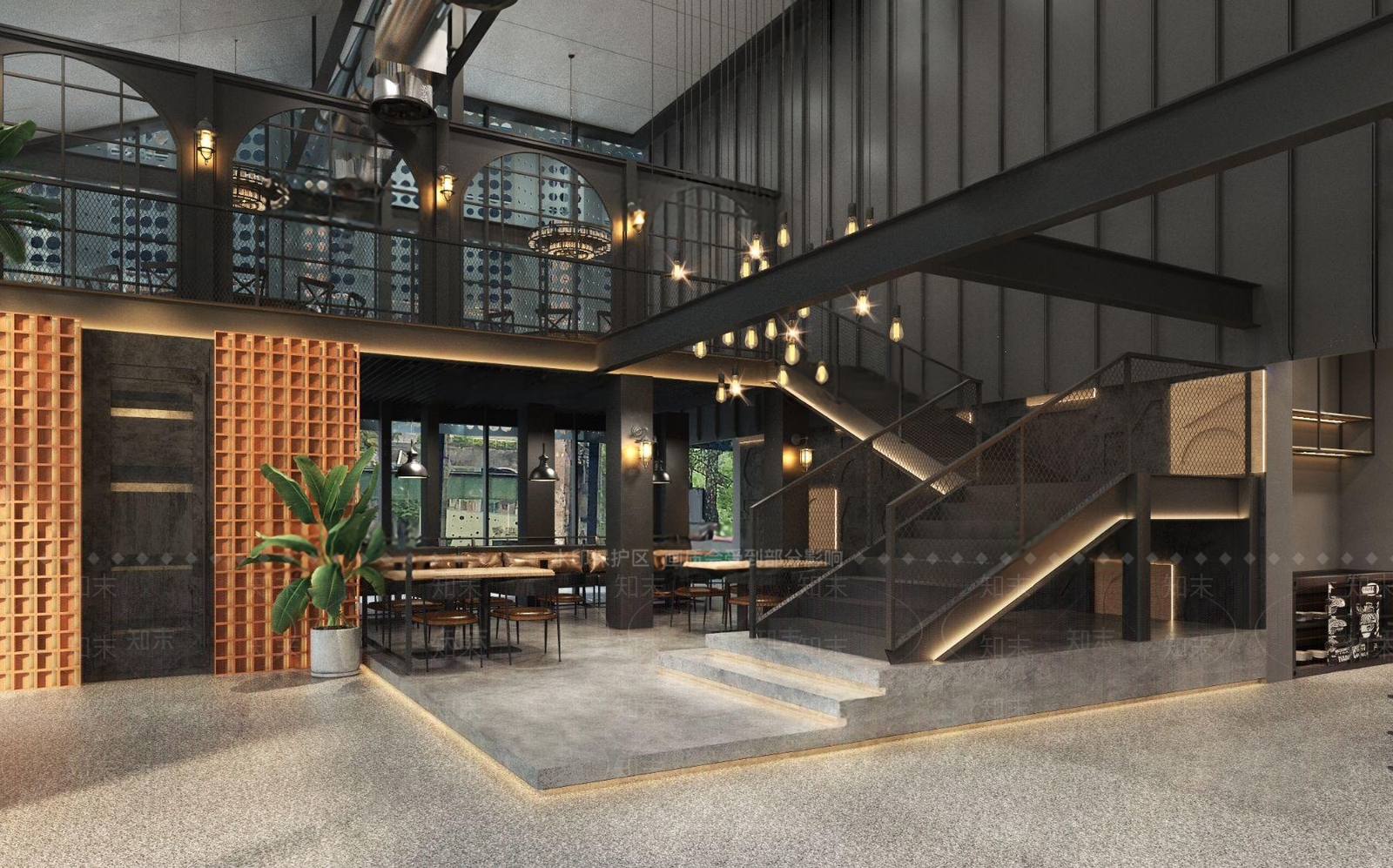 工业风自助餐厅3D模型下载【ID:1114070921】