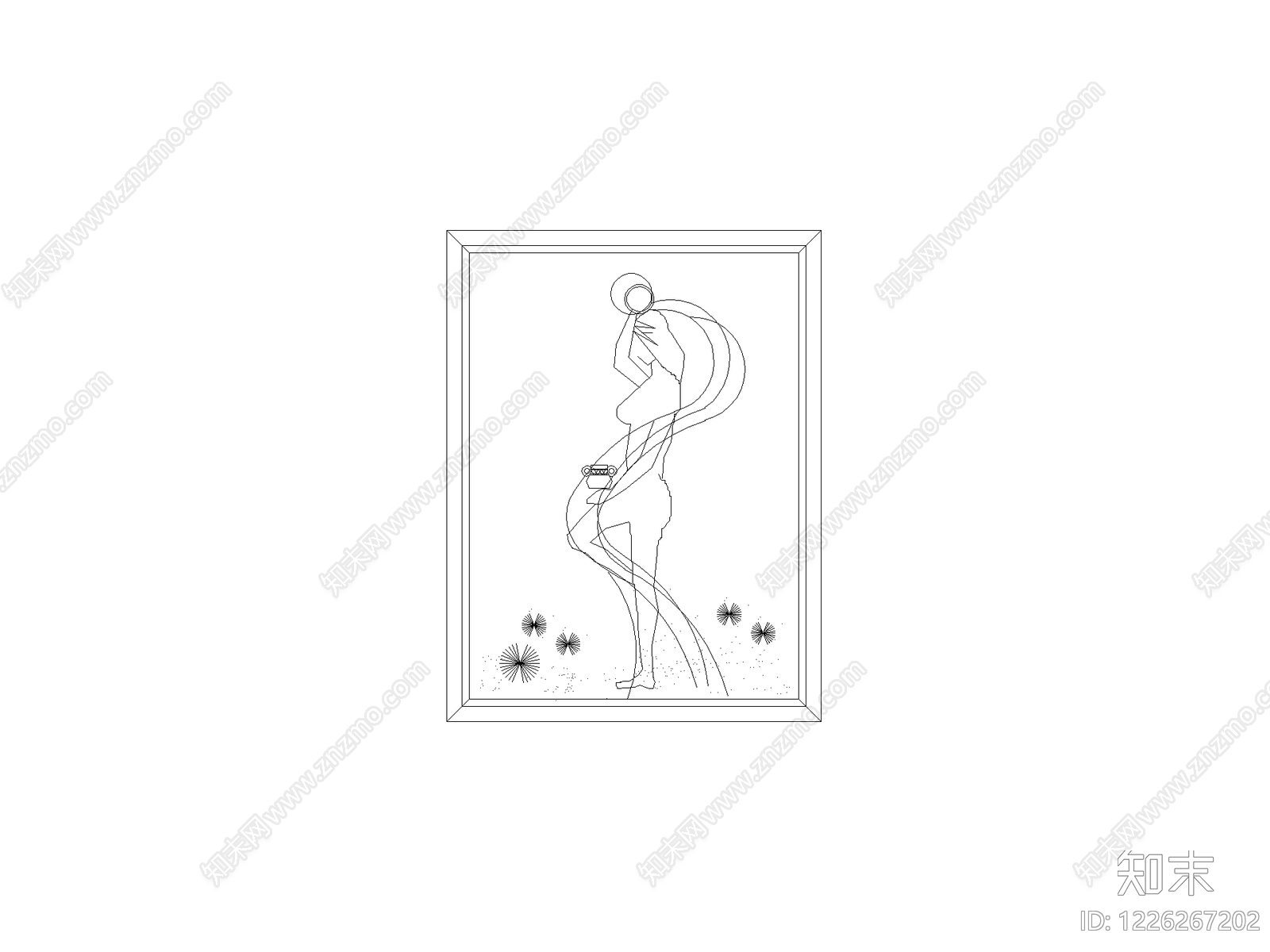 陈设类立面挂画cad施工图下载【ID:1226267202】