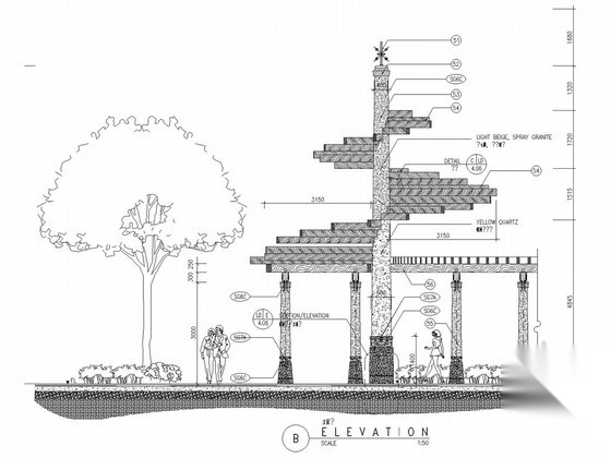 [广州]居住区城市花园景观全套施工图cad施工图下载【ID:161088195】