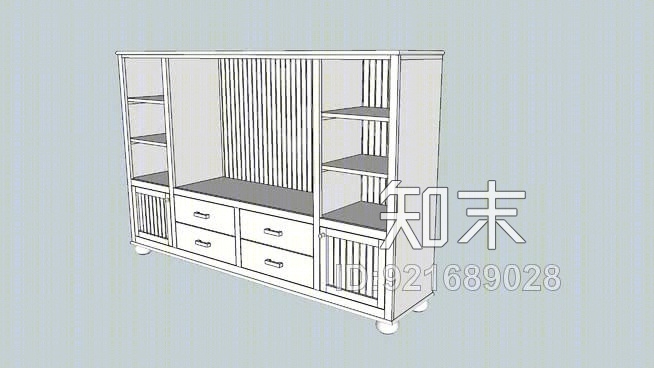 中型电视柜SU模型下载【ID:921689028】