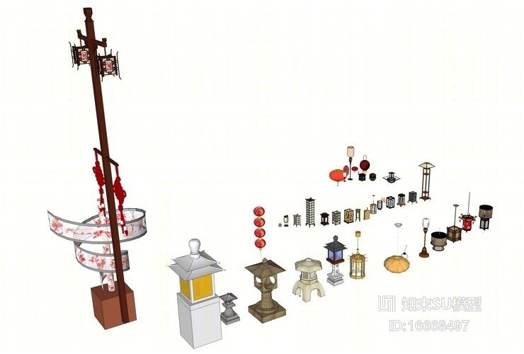 景观灯具合集SU模型下载【ID:16668497】