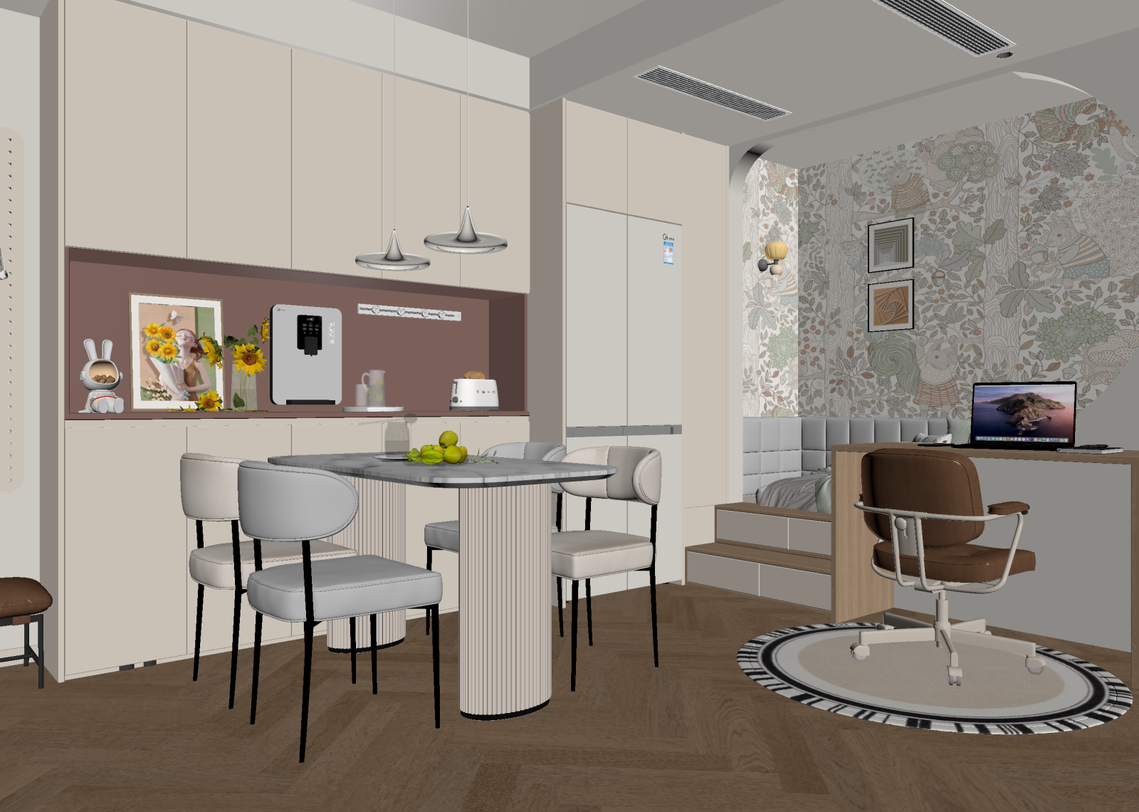 法式开放式厨房3D模型下载【ID:1214597121】