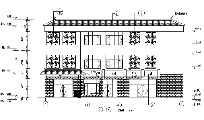 [北京]三层中式风格商业办公综合体建筑施工图cad施工图下载【ID:166428158】