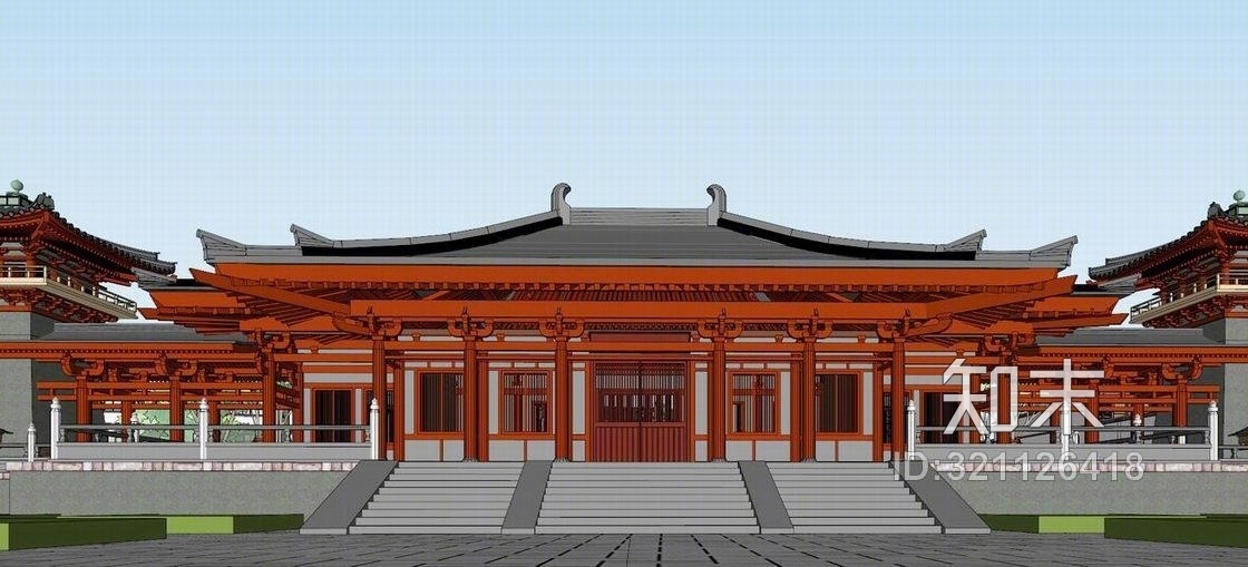 汉唐风庙宇+中式多层住宅SU模型下载【ID:321126418】
