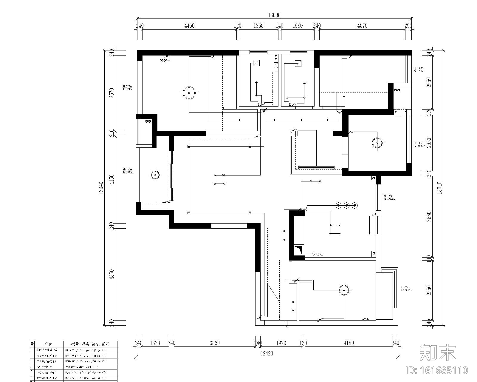 中央华城F3三居室样板房室内装修全套施工图施工图下载【ID:161685110】