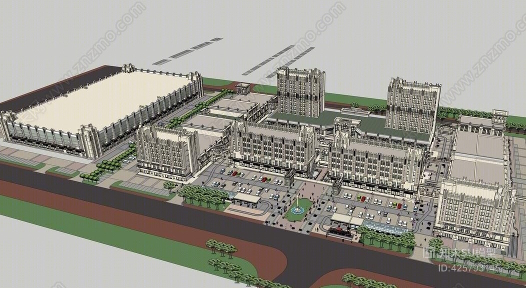 新古典商业步行街SU模型下载【ID:425793145】