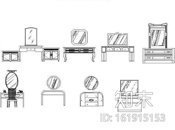 梳妆台图块cad施工图下载【ID:161915153】