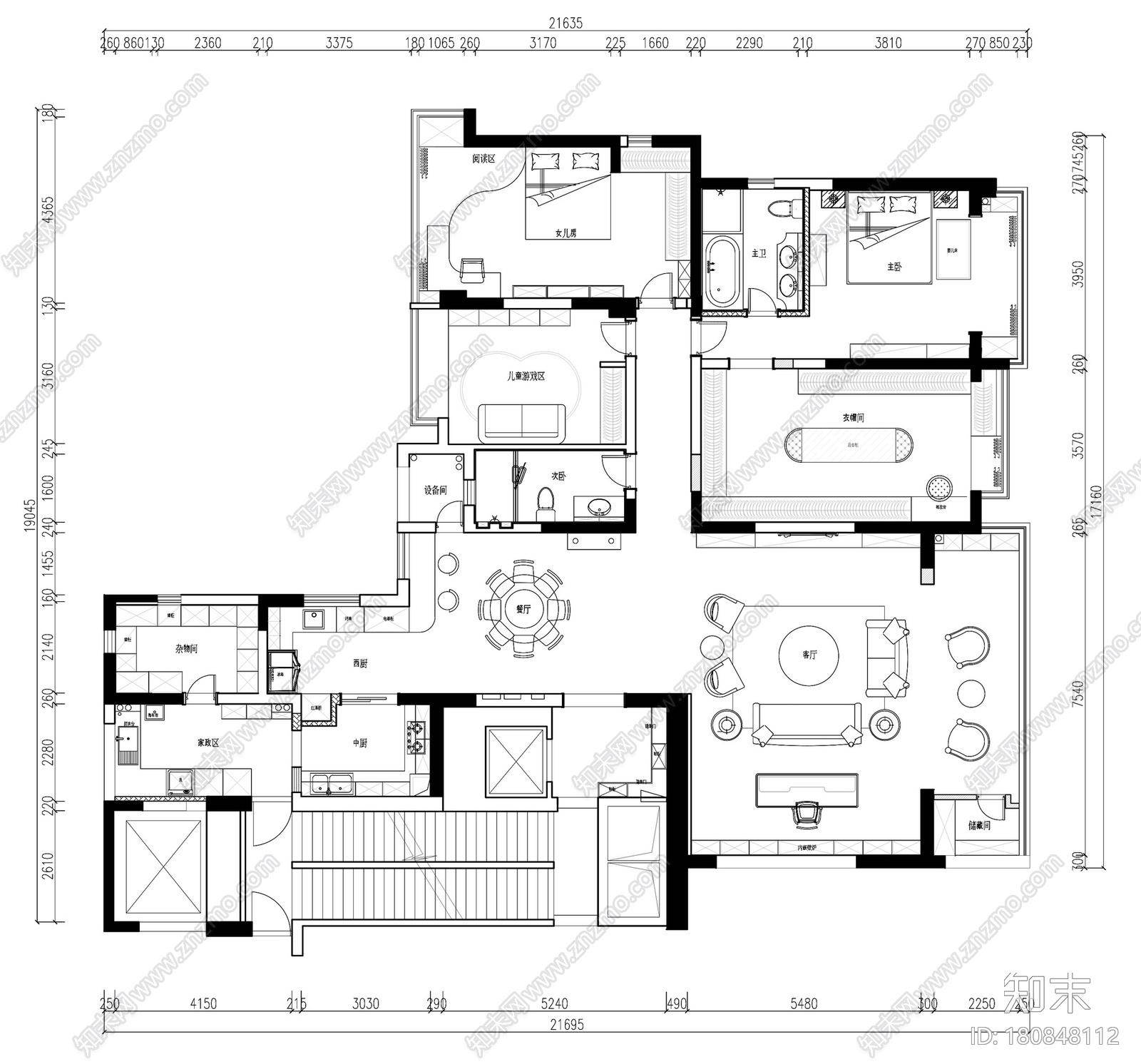 海归派轻奢系家居室内设计施工图及效果图cad施工图下载【ID:180848112】