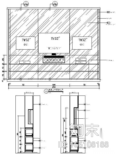 电视墙节点大样cad施工图下载【ID:166108188】
