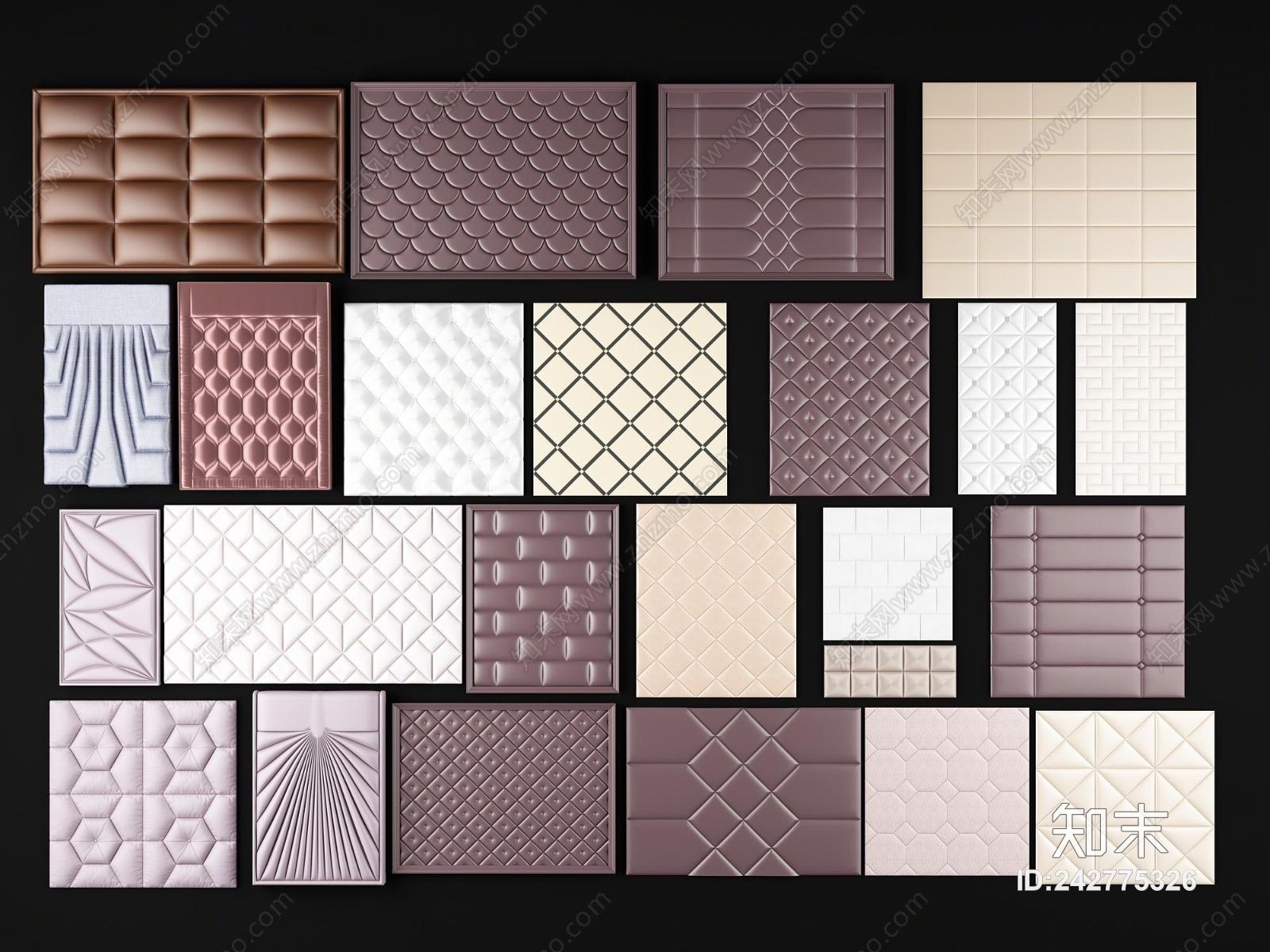 简欧墙饰软包硬包3D模型下载【ID:242775326】