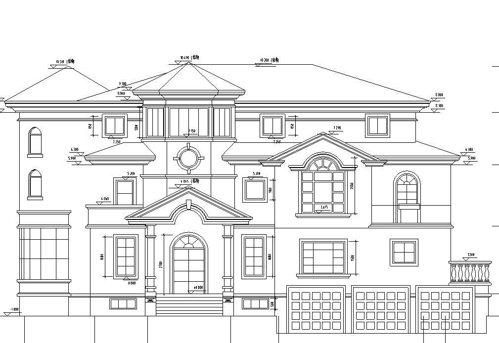 三层独栋别墅建筑施工图设计施工图下载【ID:151636136】