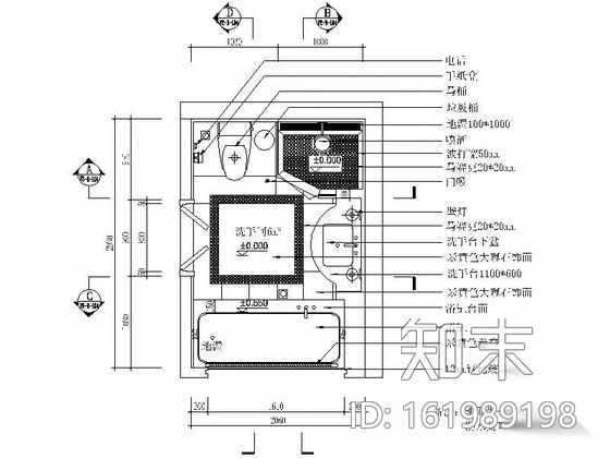 [北京]酒店客房卫生间装修图cad施工图下载【ID:161989198】