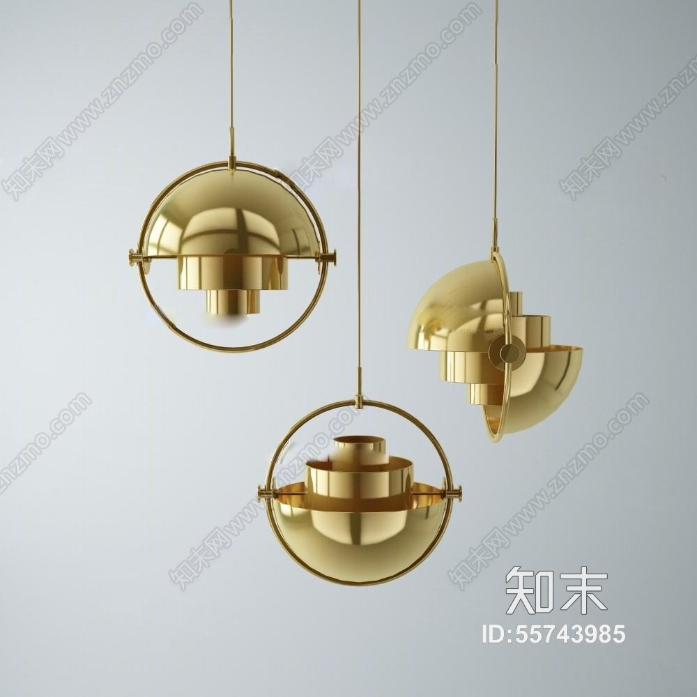 现代金属吊灯组合3D模型下载【ID:55743985】