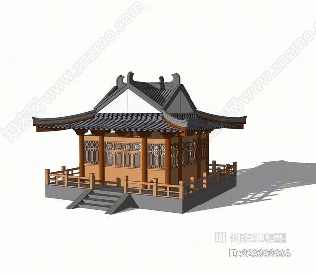 古建阁楼SU模型下载【ID:826368608】