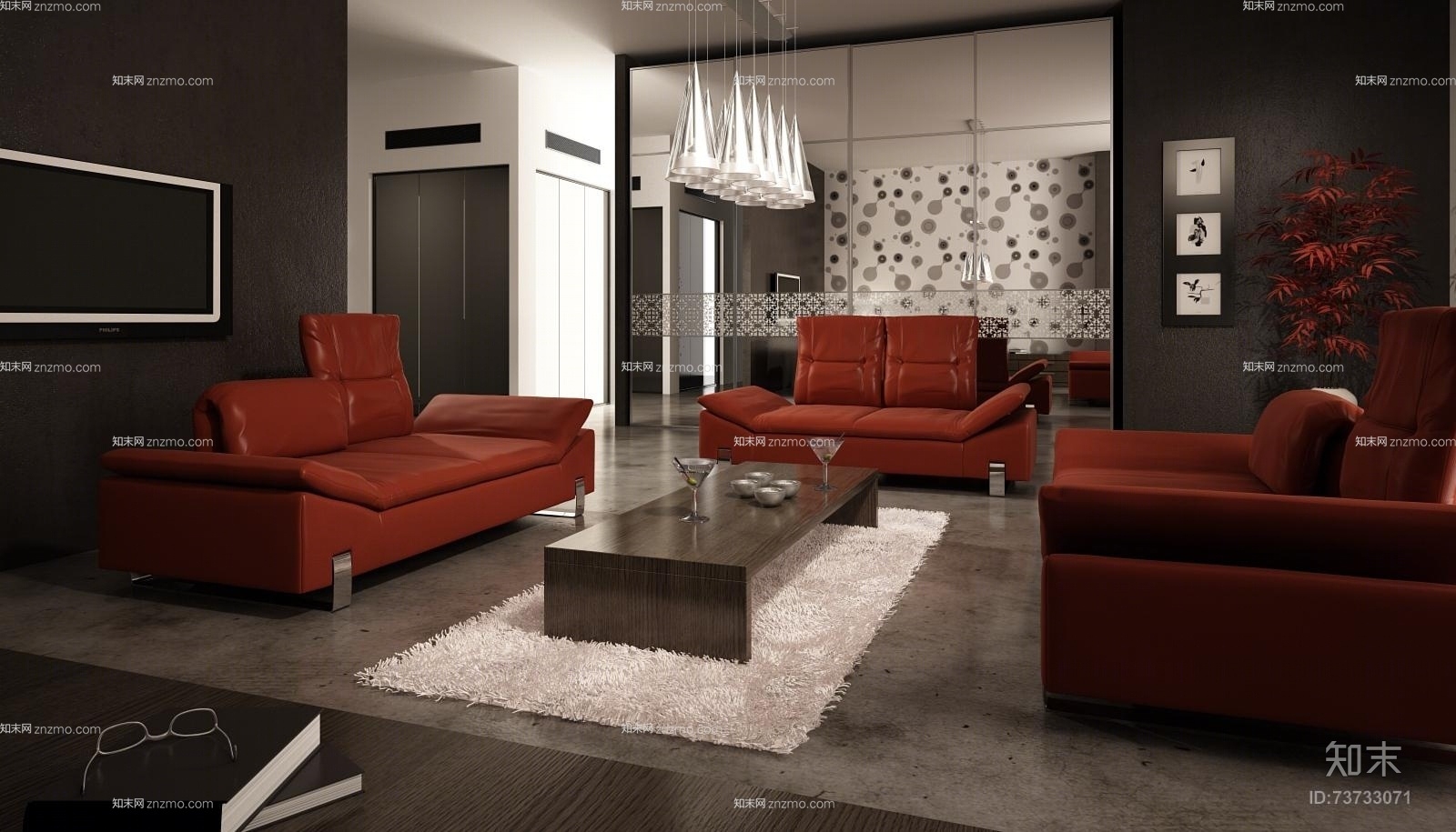 后现代家居客厅3D模型下载【ID:73733071】