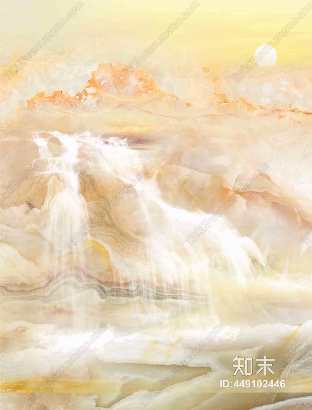 山水图纹彩雕大理石背景墙贴图下载【ID:449102446】