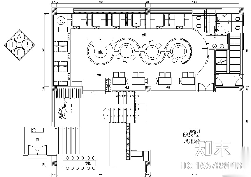 金山鱼人码头室内装修设计完整施工图cad施工图下载【ID:166783113】