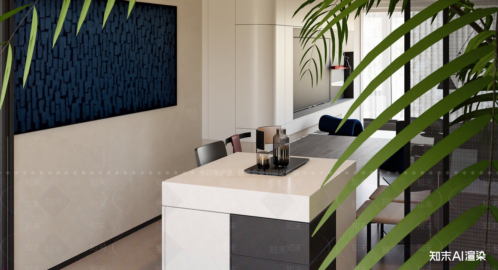 现代家居餐厅3D模型下载【ID:1221950896】