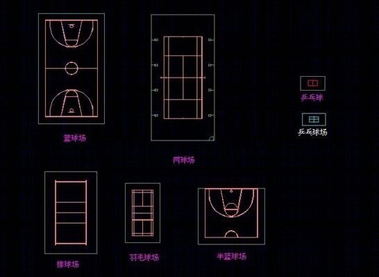 体育类场地设计常用图块cad施工图下载【ID:36947163】