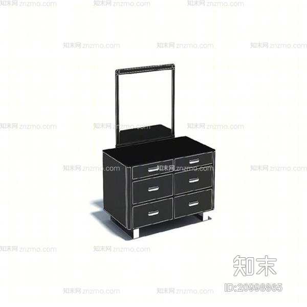 现代黑色长方形木艺梳妆台3D模型下载【ID:20998865】