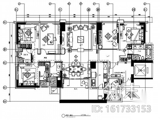 [惠州]CBD核心区超高层城市观景豪宅四居室样板房装修图...cad施工图下载【ID:161733153】