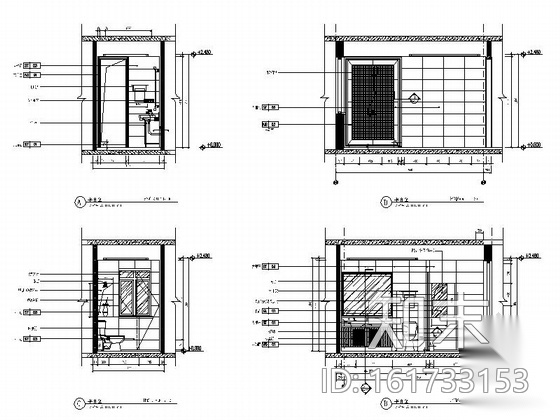 [惠州]CBD核心区超高层城市观景豪宅四居室样板房装修图...cad施工图下载【ID:161733153】