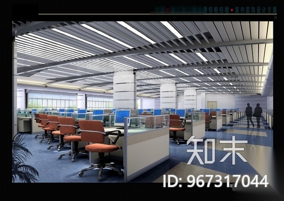 [杭州]某通信枢纽办公楼室内装修施工图（含效果）cad施工图下载【ID:967317044】