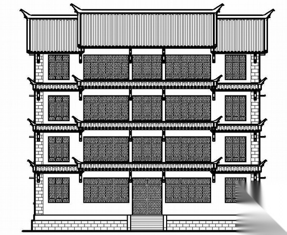 [禄丰县]某仿古派出所综合办公楼建筑办公楼建筑施工图cad施工图下载【ID:166817124】