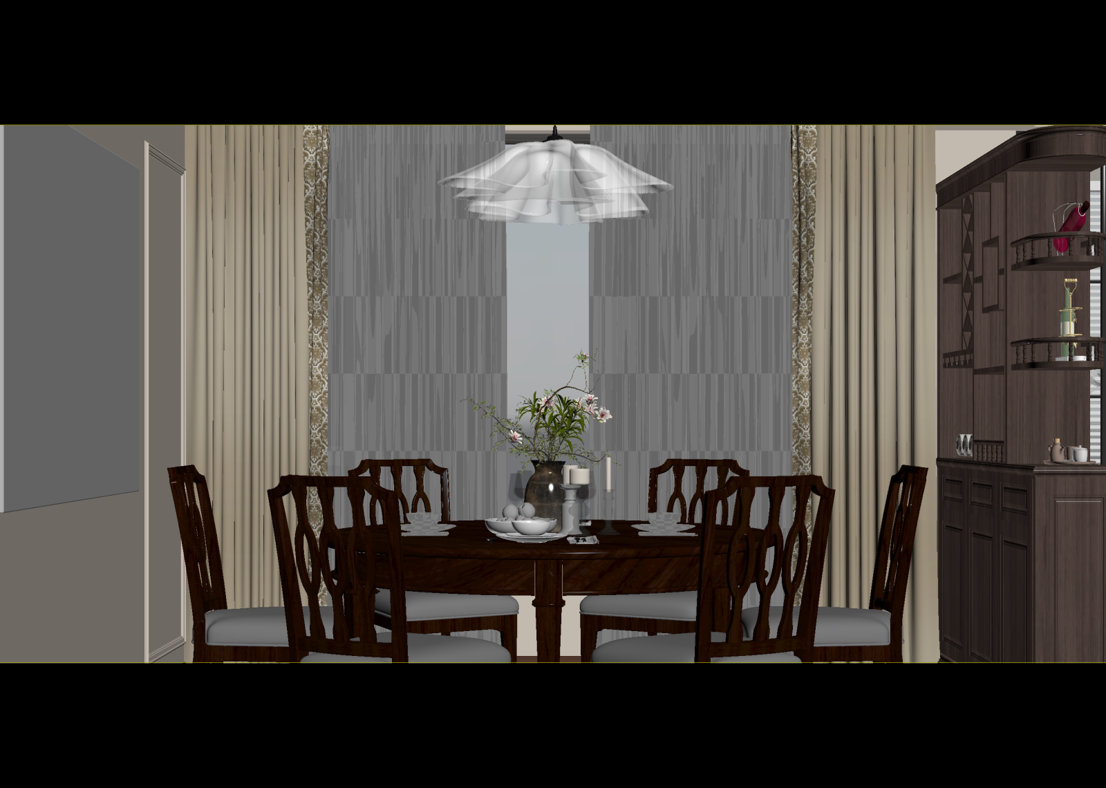 法式家居餐厅3D模型下载【ID:1214796840】