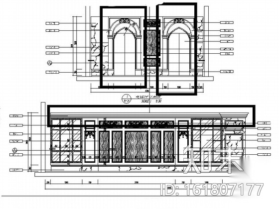 精装豪华欧式风格KTV大厅设计室内装修图（含效果）cad施工图下载【ID:161807177】