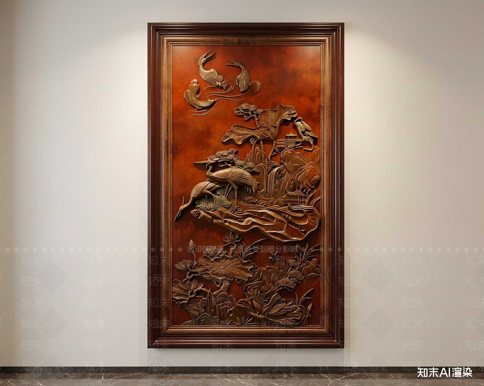 中式木雕背景挂画挂画SU模型下载【ID:1227397443】