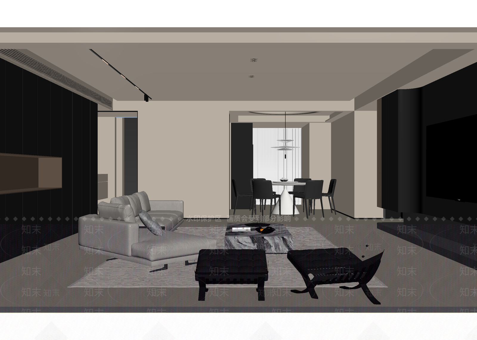 现代客餐厅3D模型下载【ID:1214678386】