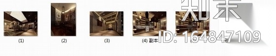 [大连]某中式茶馆室内装修施工图（含效果）施工图下载【ID:164847109】