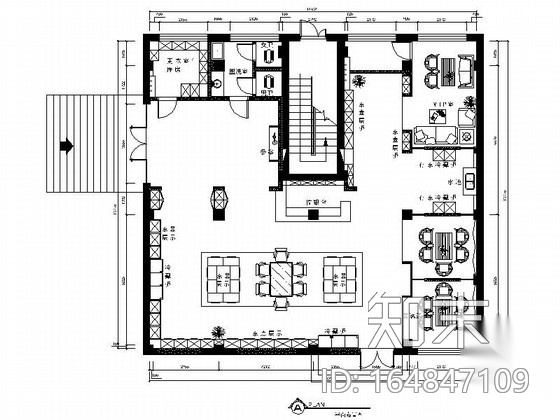 [大连]某中式茶馆室内装修施工图（含效果）cad施工图下载【ID:164847109】