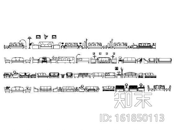 沙发立面图块集施工图下载【ID:161850113】