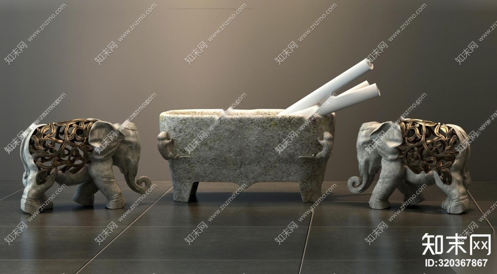 现代镂空大象3D模型下载【ID:320367867】