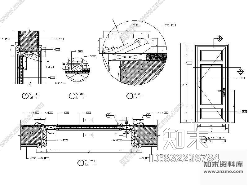 图块/节点实木门详图cad施工图下载【ID:832236784】