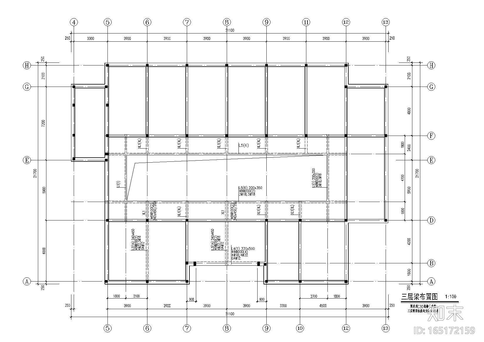 三层砌体结构食堂及宿舍楼结构施工图纸cad施工图下载【ID:165172159】