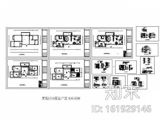 花园小区三居室装修图cad施工图下载【ID:161929146】