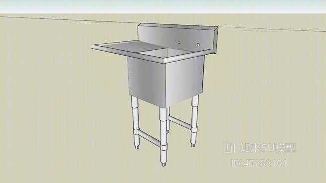 现代不锈钢水槽SU模型下载【ID:47288101】