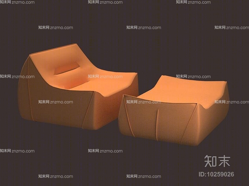 现代黄色布艺懒人沙发3D模型下载【ID:10259026】