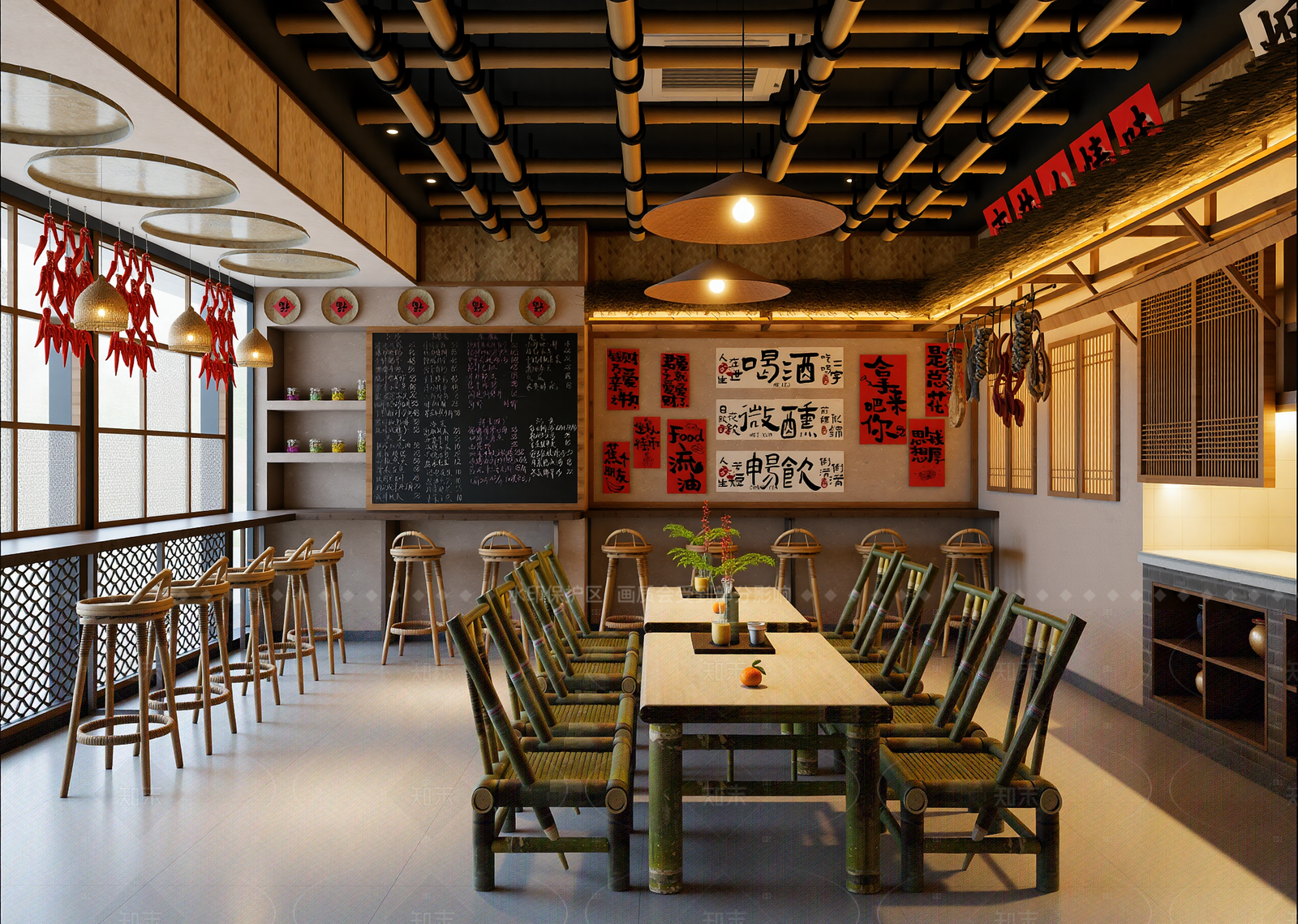 中式火锅店3D模型下载【ID:1214943392】