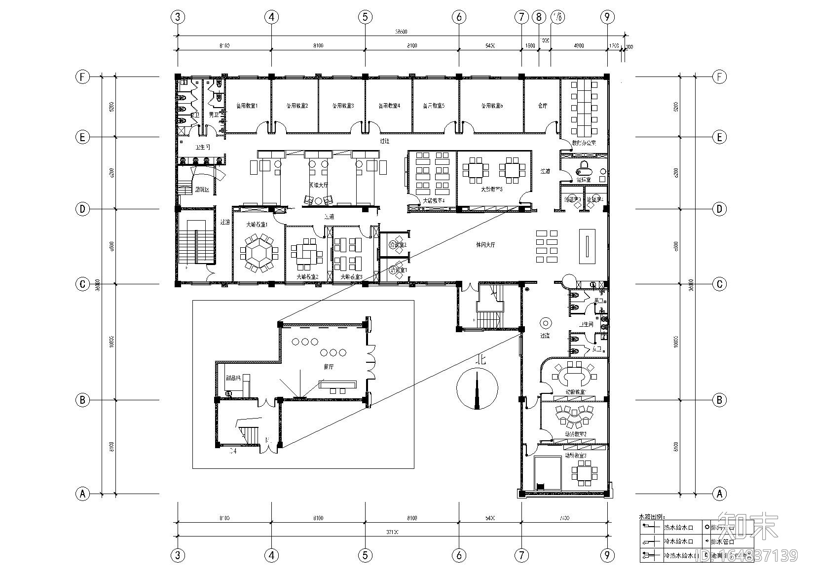 [江苏]昆山英语培训中心全套施工图_效果图cad施工图下载【ID:164837139】