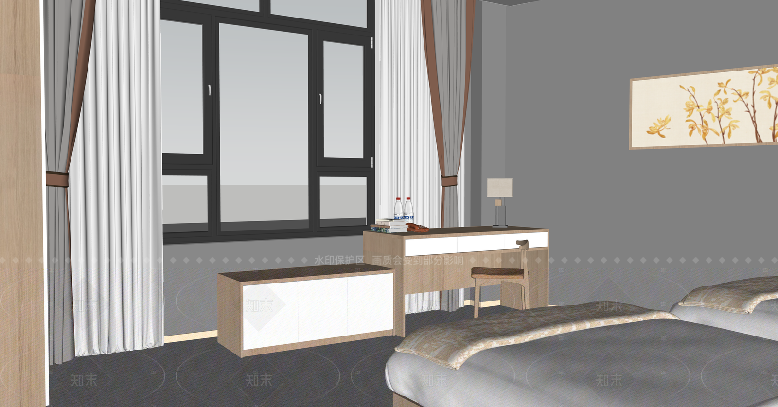 现代酒店客房SU模型下载【ID:1215962884】