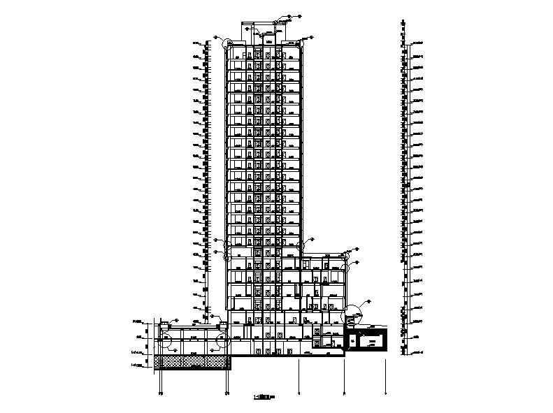 [安徽]高层双子塔式省级2000床综合性医院建筑施工图cad施工图下载【ID:151581101】